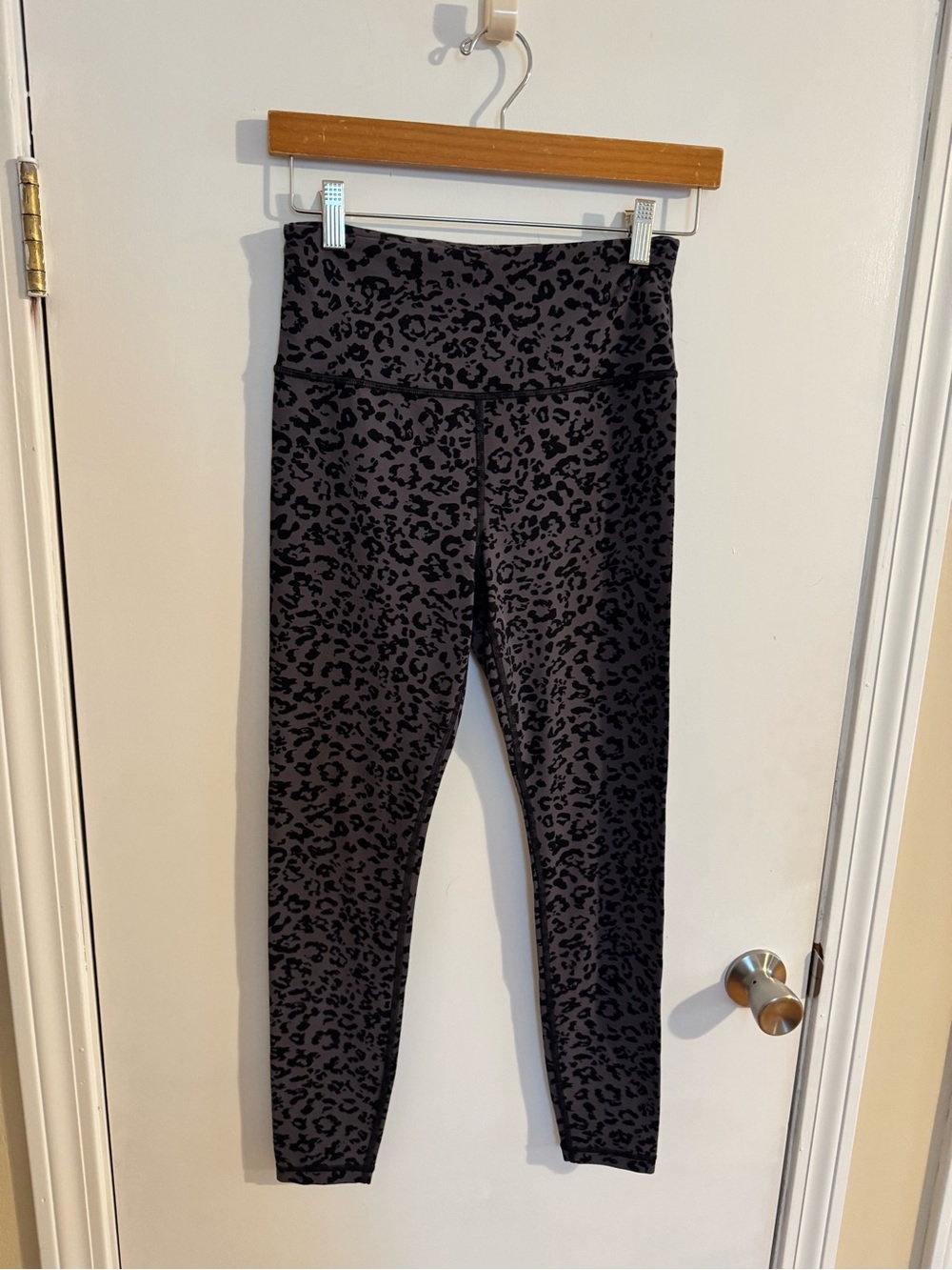 Athleta Black and Gray Leopard Print High-Waist Leggings